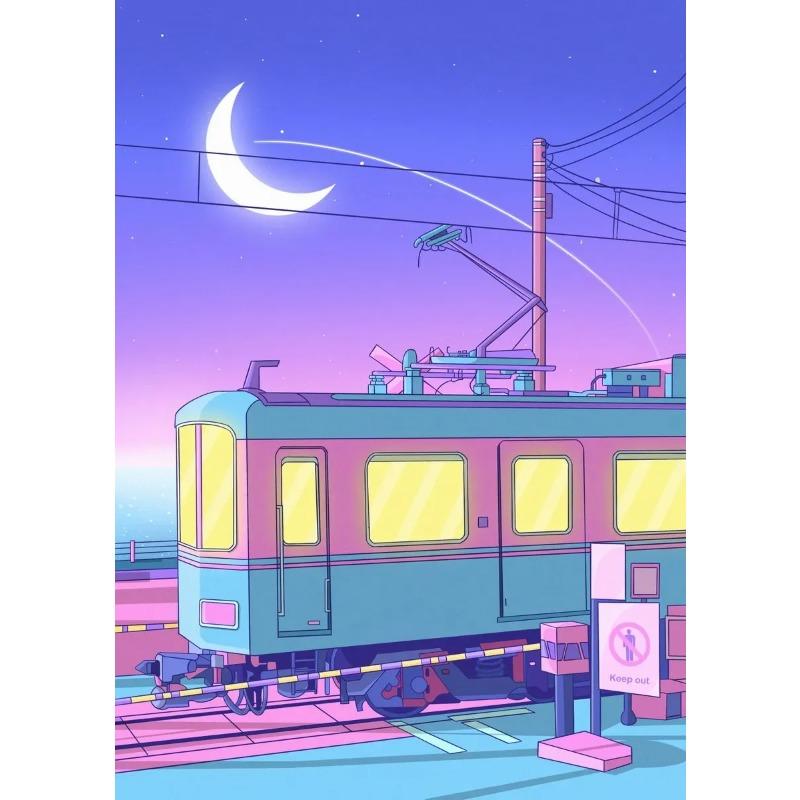 Classic Abstract Aesthetics Wall Art 80s Neon City Street Steam Wave HD Oil On Canvas Posters And Prints Home Bedroom Decor Gift
