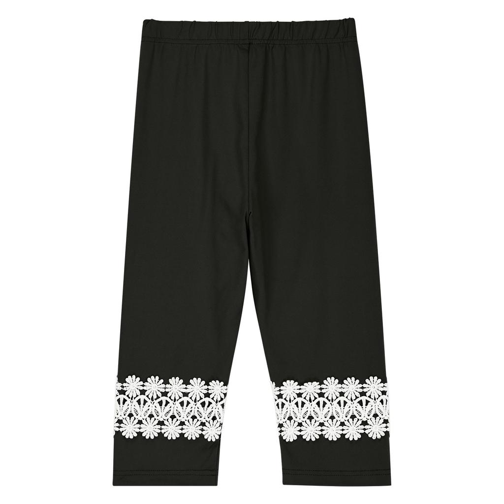 Children's Fashionable Color Cute Girls Casual Sports Yoga Pants Lace Cropped Pants Leggings