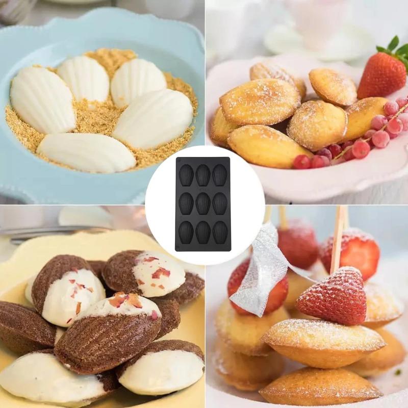 1/2Pcs 9 Cavity Madeline Mold Silicone Madeline Cookies Pan Nonstick Baking Pan for Make Madeleine Cookies Baking Tool