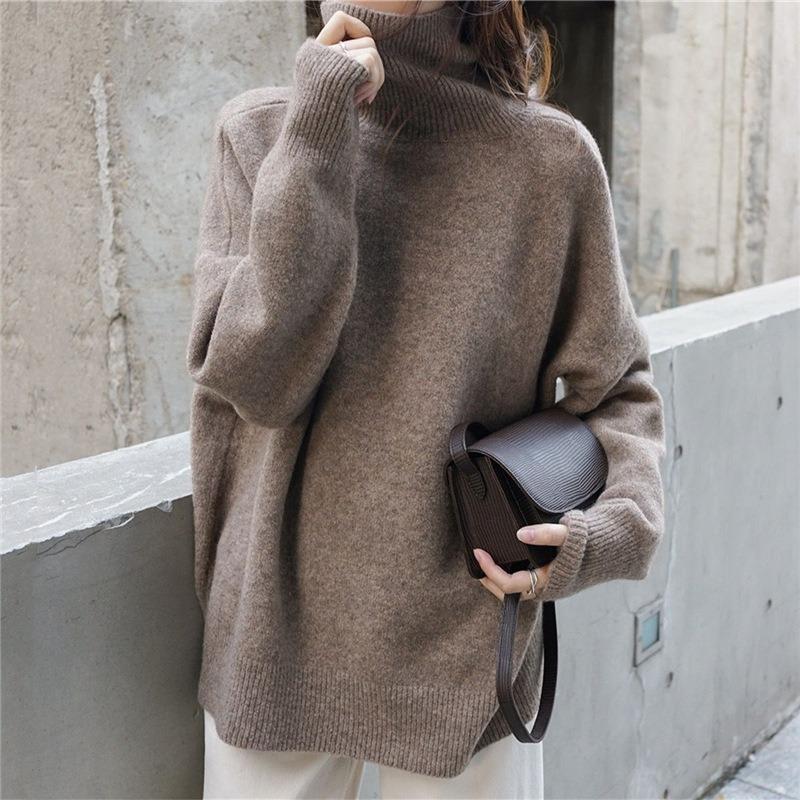 Autumn and winter new turtleneck loose and versatile knitted pullover sweater lazy style bottoming shirt outer wear
