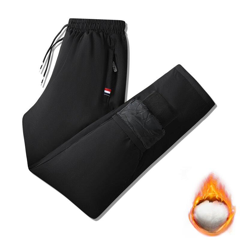 

Европа и США осень и зима новые модные однотонные толстые теплые хлопковые брюки мужские повседневные свободные удобные прямые брюки L