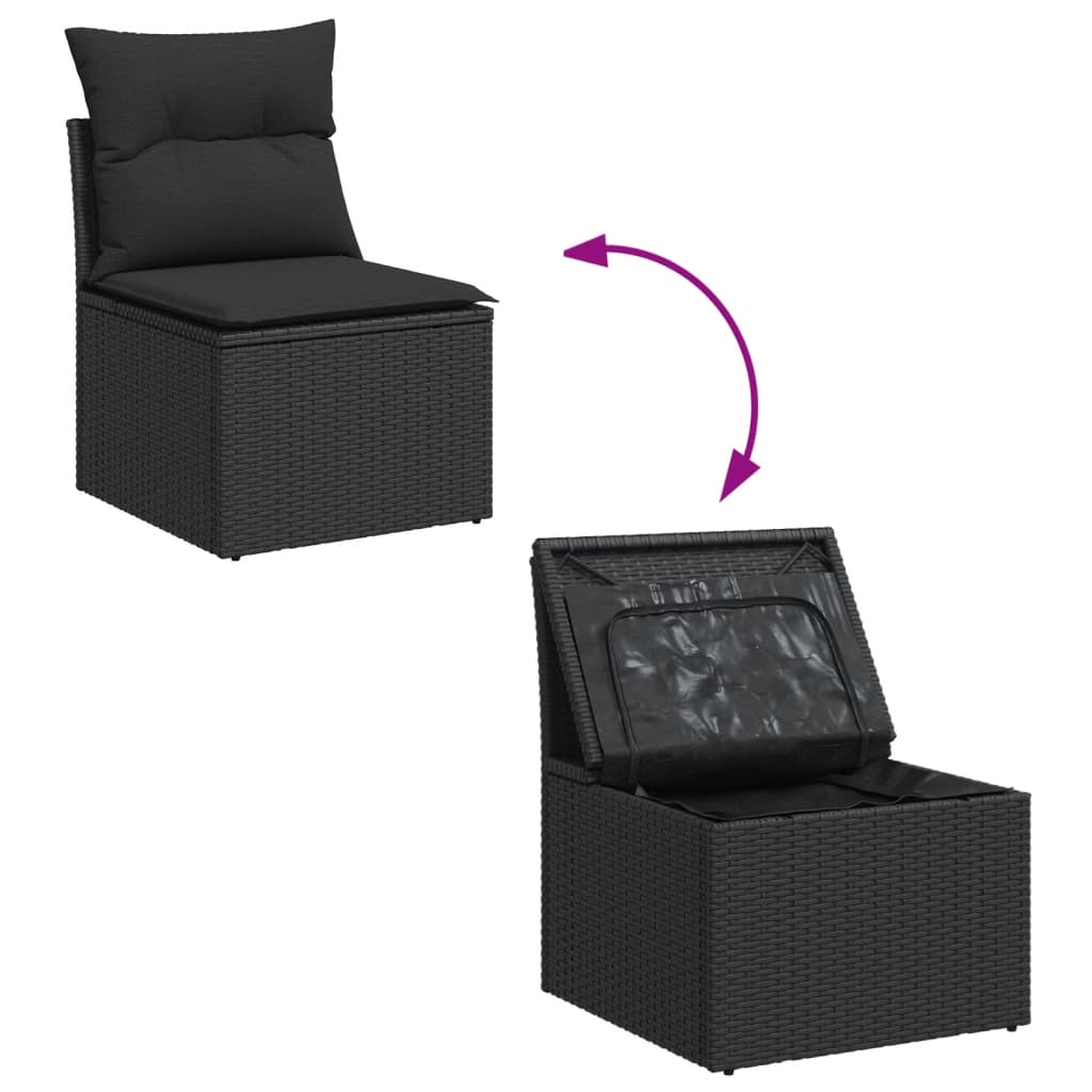 Vidaxl 6-Cz. Set di Mobili da Giardino con Cuscini, Polyrattan Nero