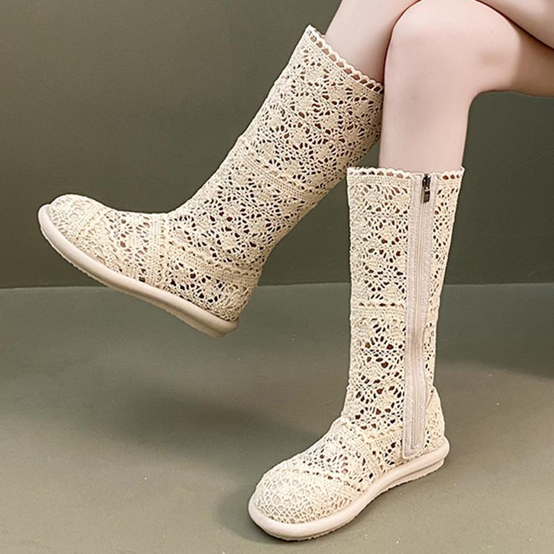 Fashion Flats Women High Boots Designer Knee High Fashion Shoes Autumn Casual Cozy Woman's Cool Boots 2025 New Chelsea Botas De Mujer