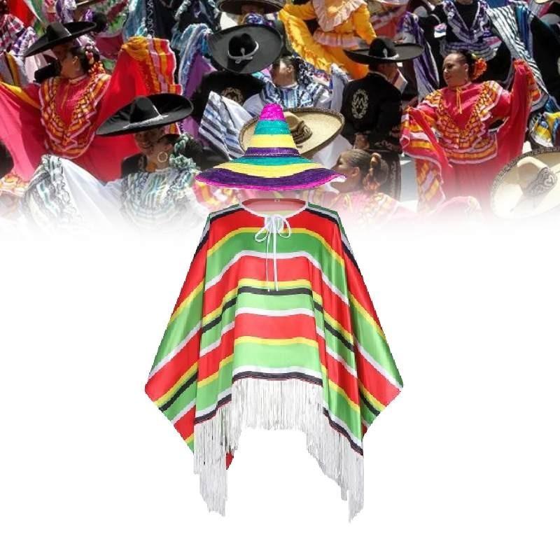 Mexikanischer Ethnischer Stil Umhang für Halloween Cosplay Party Kostüm