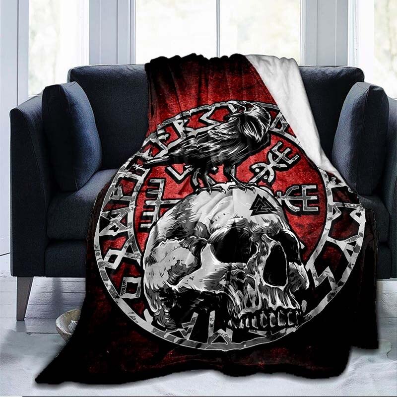 The Vikings Ancient Scandinavian Norse Runes Axes 3D Soft Throw Blanket  Lightweight Flannel Blanket
