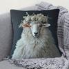 1pc Charming Sheep with Floral Crown Decorative Pillowcase - Soft, Comfortable, and Smooth-touch Polyester Short Plush Fabric, Single-sided Print, Pil