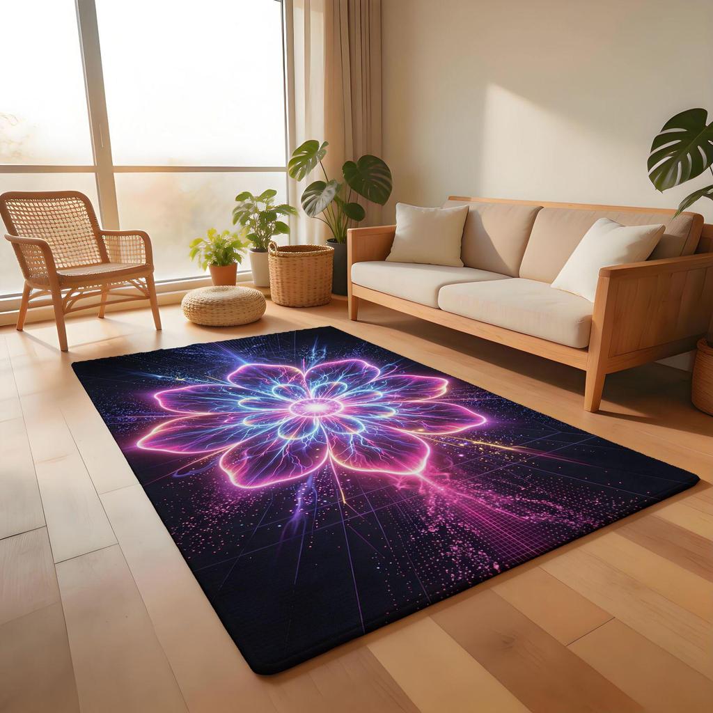 Eco-friendly Cyber Neon Flower Non-slip Entryway Mat - Washable Dust Removal Hallway Floor Mat