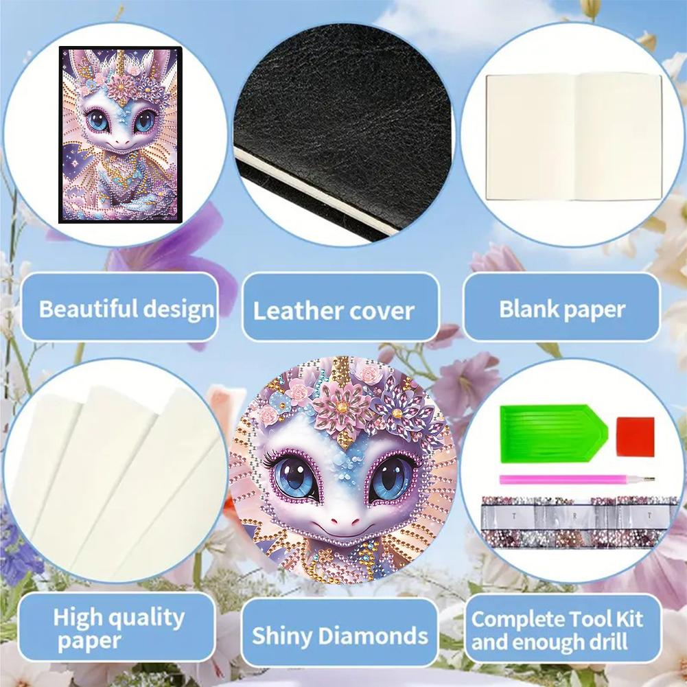 50-Page A5 Size 5D DIY Diamond Art Painting Notebook Kit Crystal Notepad Sketchbook for DIY Gifts and Festive Occasions