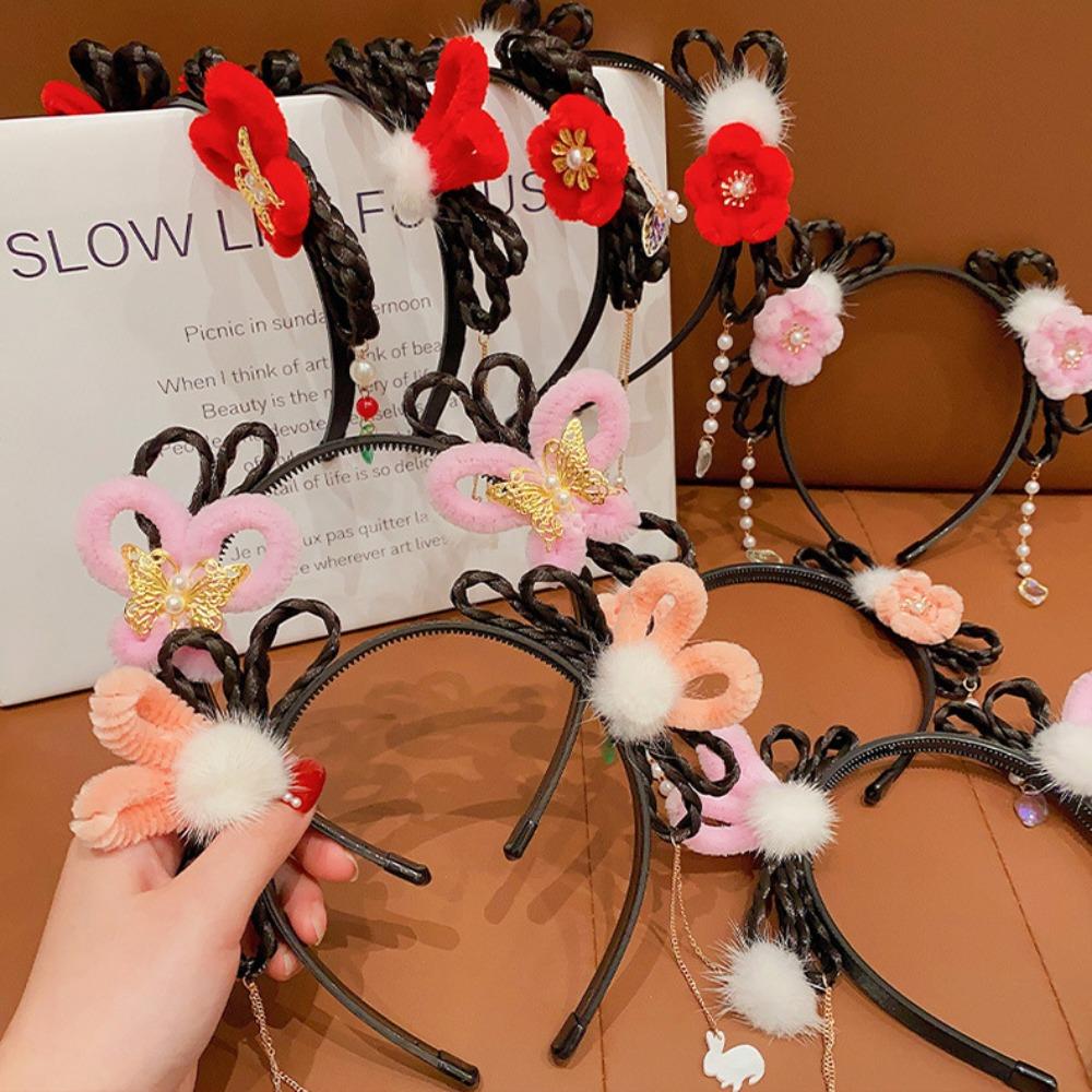 Antique Hanfu Hair Hoop Chinese Style New Year Headdress Retro Flower Tassel Headband