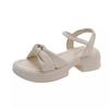 Summer new pearl platform sandals women's knot open-toe fashion mid-heel women's shoes