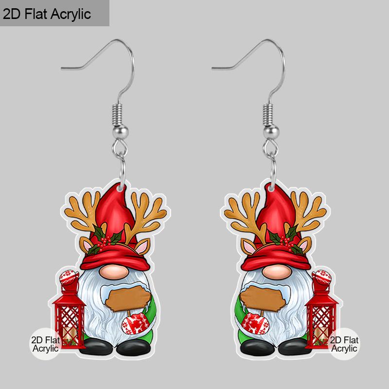 

2D Плоские Рождественские Серьги Красный Гном Серьги с Рогами Женские Милые Мультяшные Акриловые Подвесные Серьги Праздничный Костюмный Набор Ювелирных Изделий красный