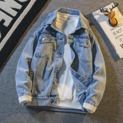 Giacca di Jeans Retro Giapponese da Uomo - Stile Hong Kong, Vestibilità Ampia, Capo Trendy Casual da Lavoro per Primavera e Autunno