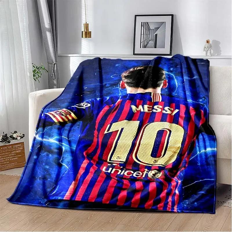 Coperta in Flanella Leo Messi Stella del Calcio per Adulti Bambini Decorazione Divano Letto Coperta da Viaggio Portatile Regalo Perfetto