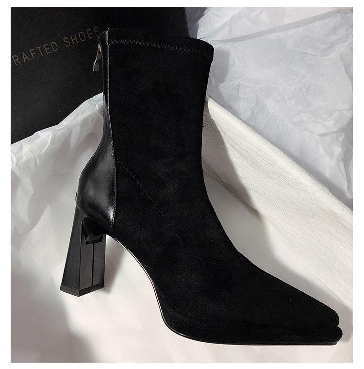 

Зимние женские ботильоны из эластичной ткани, сексуальные короткие ботильоны с острым носком, модные вечерние носки на высоком каблуке, ботинки 39