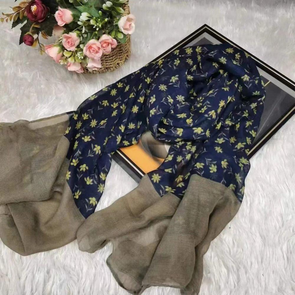 Transparent Silk Scarf Shawls Flower Mesh Neck Scarves Luxury   Dress Decor