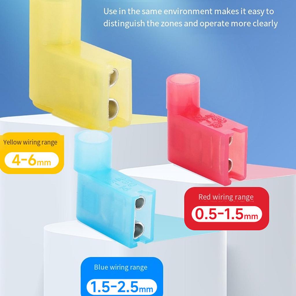 80Pcs Right Angled Spade Connectors Set With Crimping Tool for 22 10AWG Wire Nylon Insulated Flag Terminals Assortment