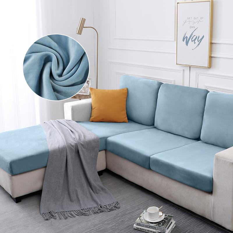 Velvet Sofa Seat Covers Plush L-Shaped Sofa Cushion Covers Elastic Slipcover All-Inclusive Couch Sofa Cover For Home Dining Room