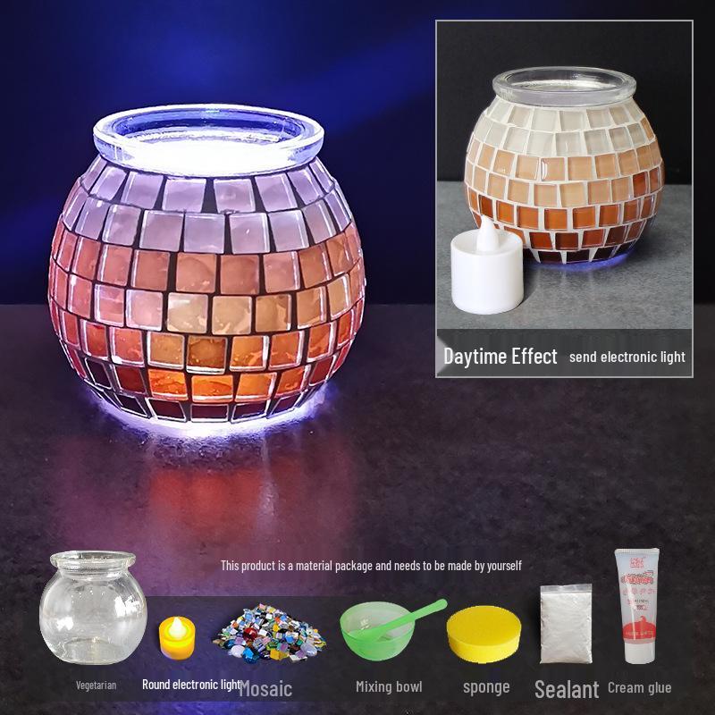 Handgemachtes DIY Glasmosaik Kerzenhalter Vase - Kreatives Eltern-Kind-Lernspielzeug, Perfekt für Geburtstagsgeschenke