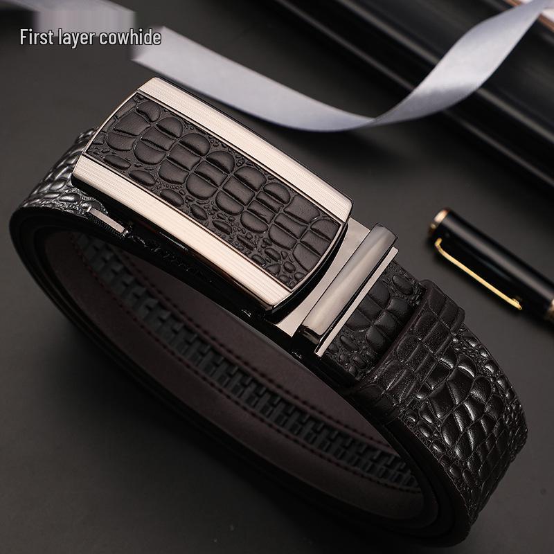 Men's Premium Crocodile Pattern Leather Automatic Belt