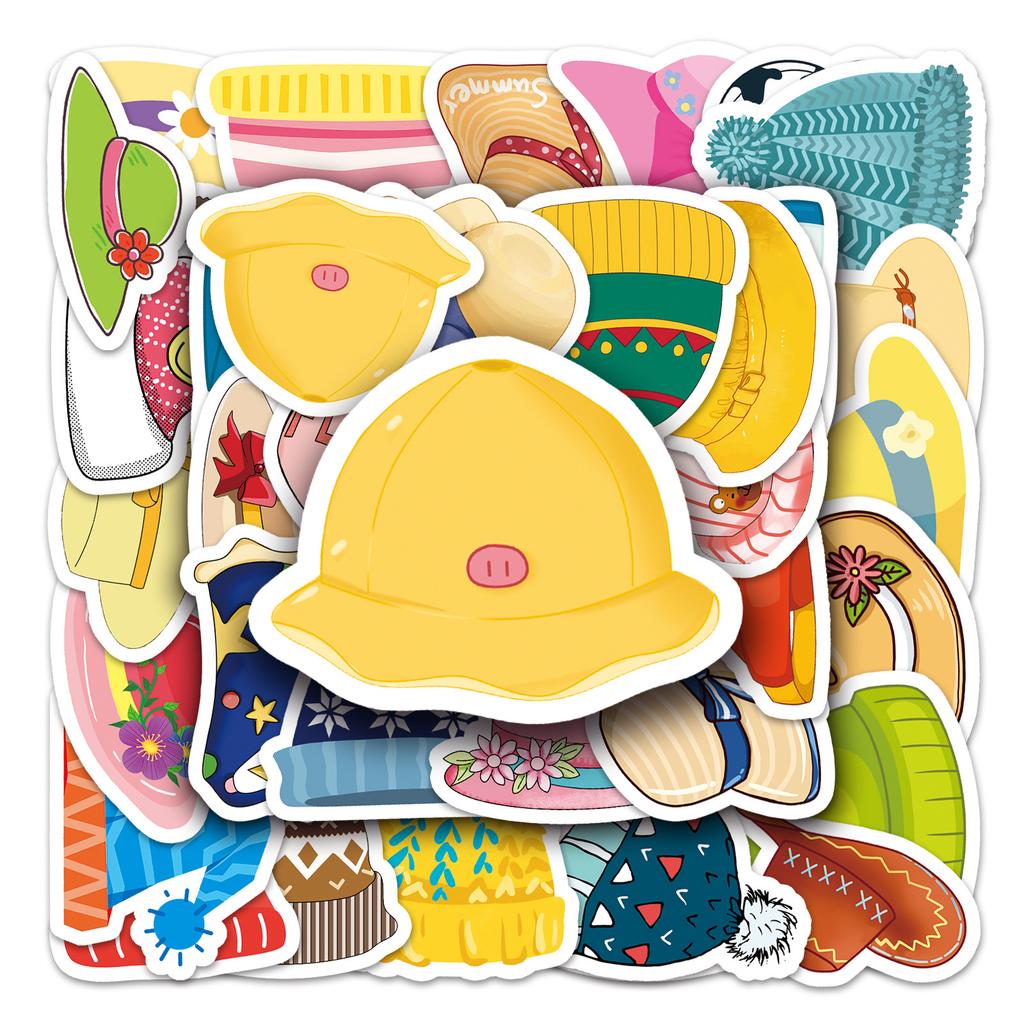 50 Hats Doodle Personality Cartoon Cute Children's Goo Card DIY Milk Tea Cup Suitcase Sticker Waterproof
