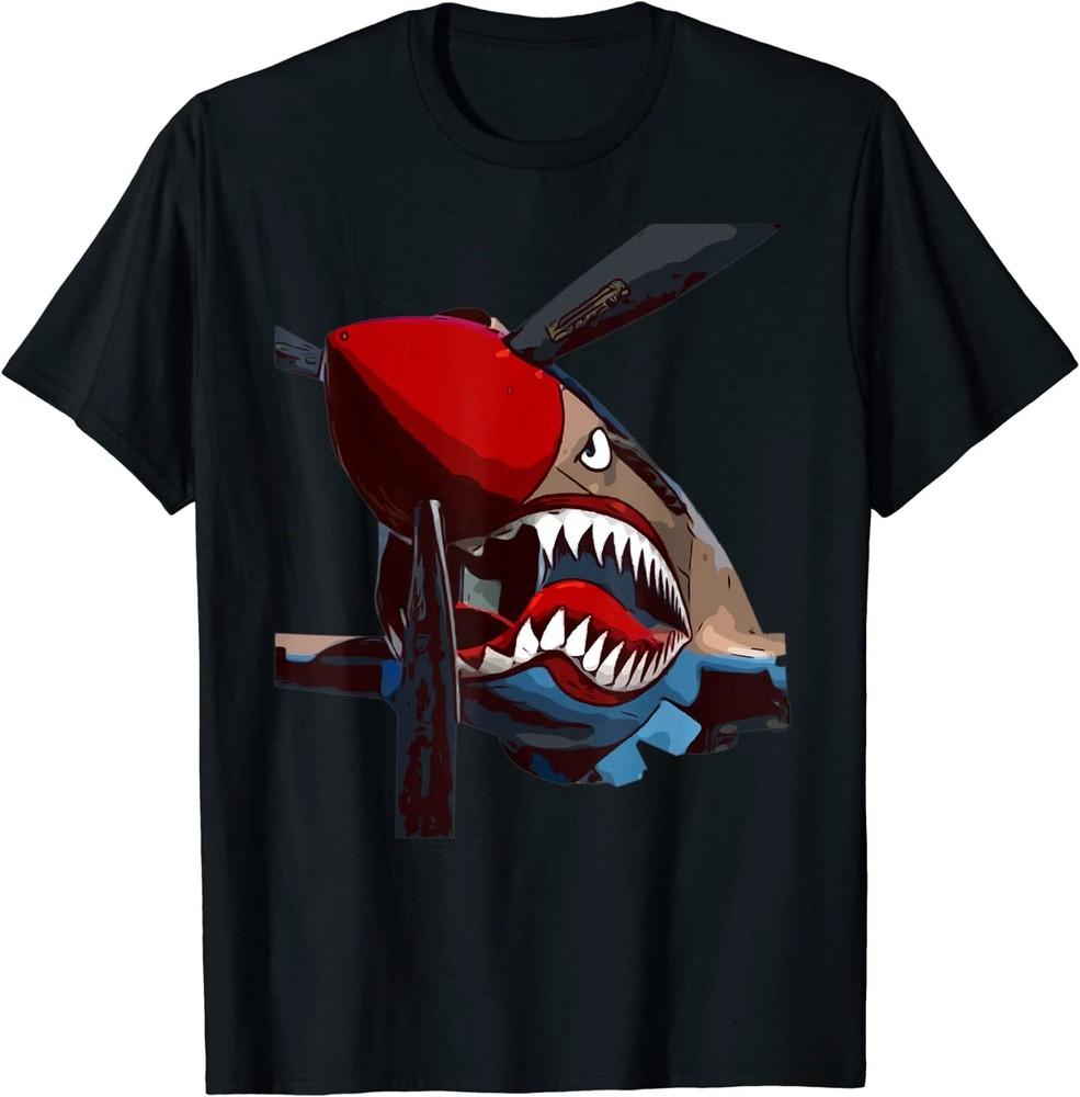 P-40 Warhawk Fighter Aircraft WW2 Airplane Military T-Shirt Size S-5XL Unisex T-Shirt M
