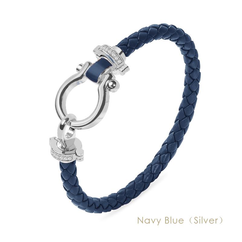 MOONLIGHT Women's Classic Horseshoe Shape Bracelet Genuine Braided Leather Bracelet Female Jewelry Present 11 Colors