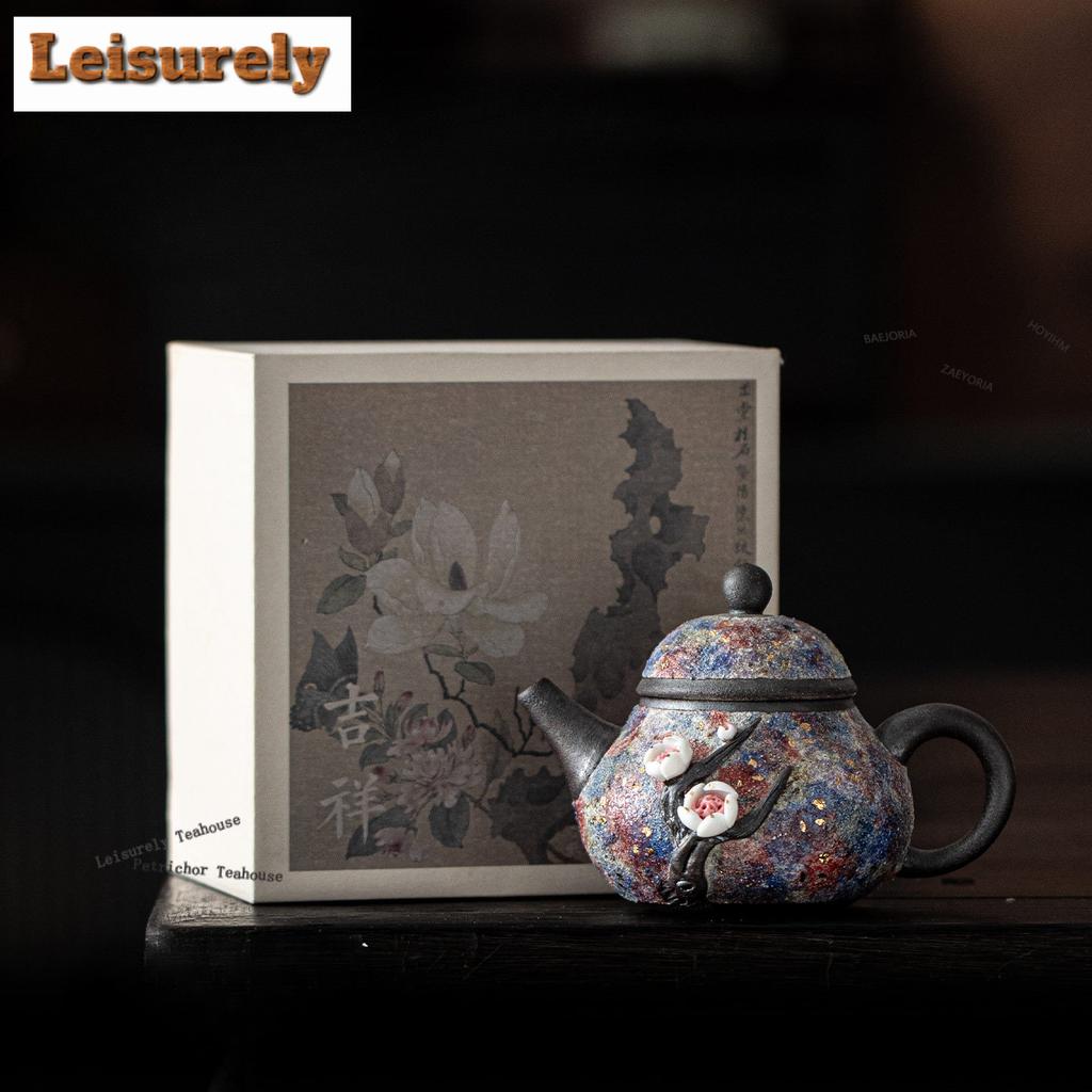 161ml Gold Plum Blossom Pear-shaped Teapot Zen Tea Infuser Pot Household Tea Making Kettle With Ball Hole Puer Cafes Decoration