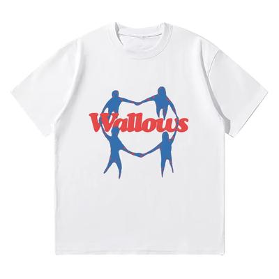 Wallows Hartketting Rockband Korte Mouw Print Unisex Katoen Hoge Kwaliteit Comfortabel T-shirt Herfst en winter onderkleding