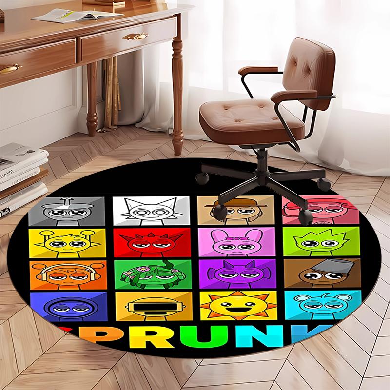 Sprunki Printed Round Rug Carpet Chair Rug Area Rug Entryway Doormats,for Office Chair Living Room Bedroom Kitchen Room.