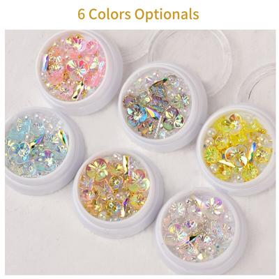 Crystal Flower Butterfly Metal Rivets Pearls Nail Art Ornament Nail Art Decoration