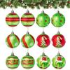 Christmas 2025 Glitter Polka Dot Pattern Snowflake Pattern Home Party Decor Plastics Ball Ornaments 12pcs/Box