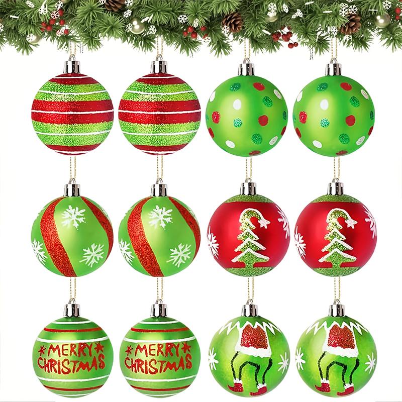 Ornamente Pandantiv Crăciun 2025 Sclipici Decor Petrecere Acasă Desen Animat Model Buline Desenat Manual Articole pentru Pomul de Crăciun 12 buc/Cutie