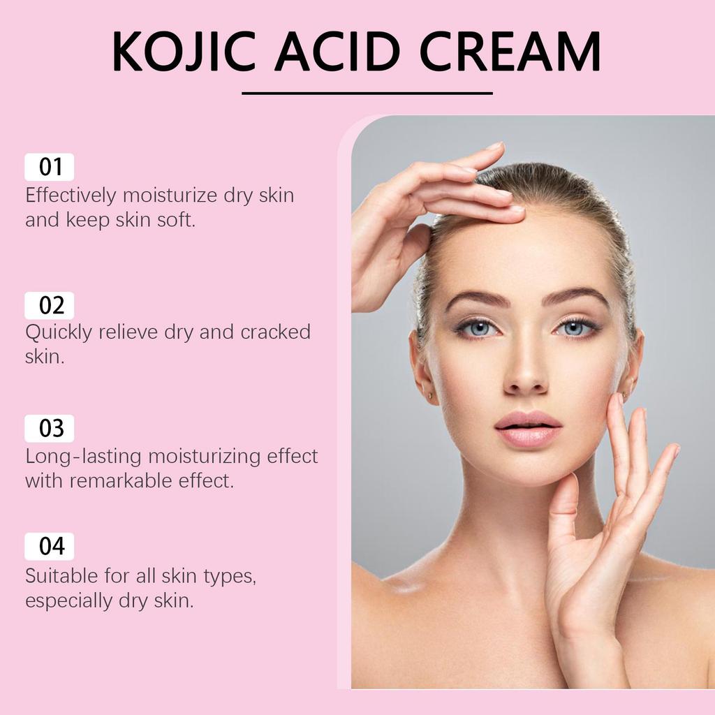 Kojic Acid Facial Cream Lighten Skin Tone Moisturizing Hydrating Smoothing Firm Face Reduce Dryness Discomfort Niacinamide Cream