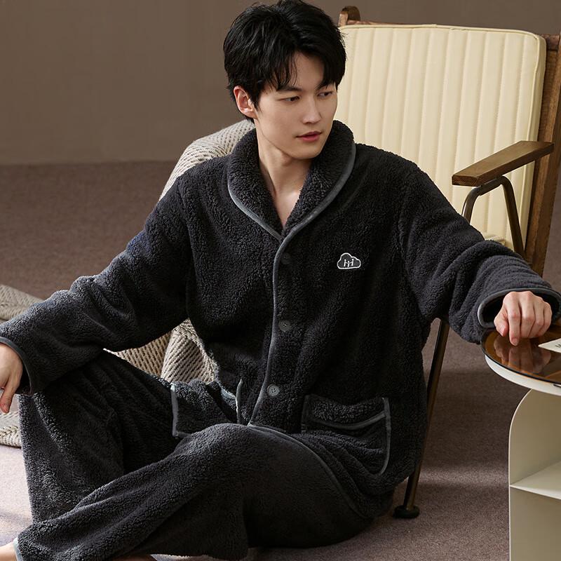 

OEING Men s Winter Plush Coral Fleece Two-Piece Pajama Set XXXL