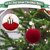 Flocked Christmas Ornament Balls 6 cm, Easter Hanging Decorations 4 pcs Set, Plush Christmas Tree Baubles, Holiday Party Decor