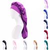 Faux Satin Wide Button Hair Bonnet Solid Color High Elastic Women Sleep Cap Hair Care