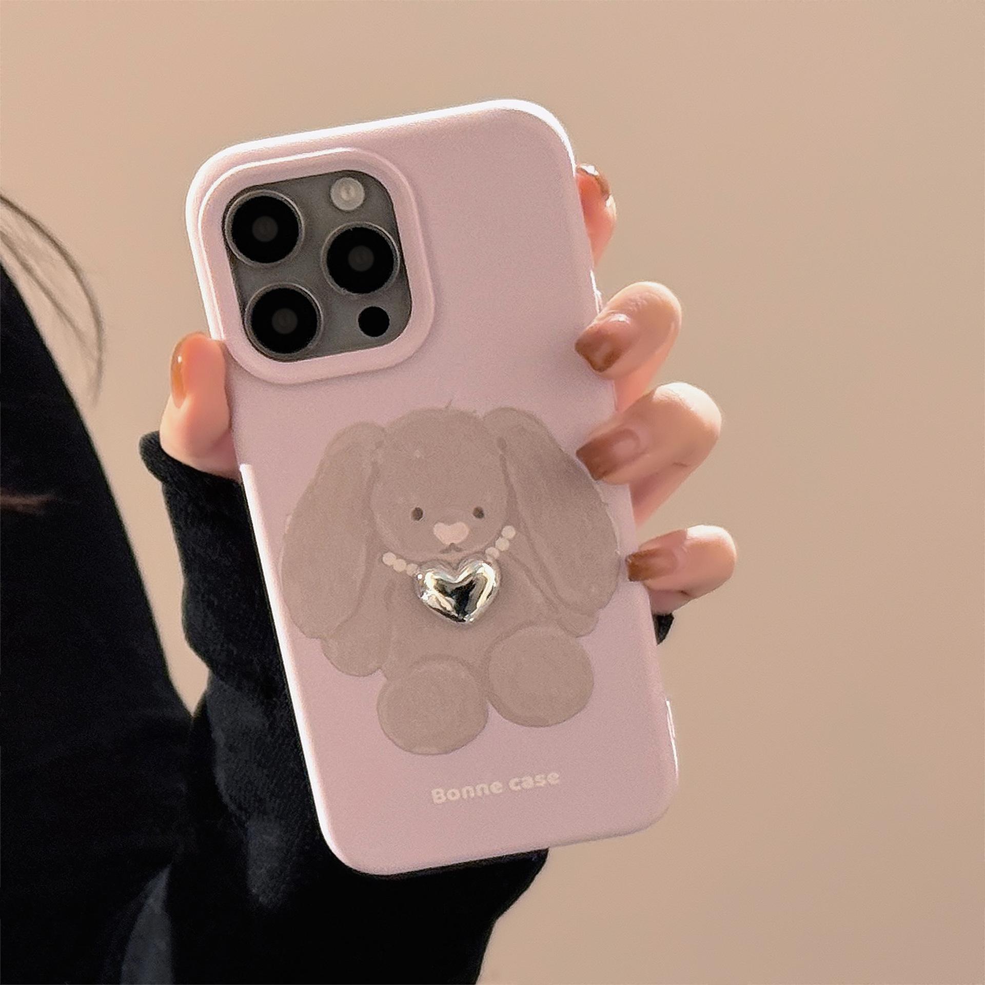 

Three dimensional Pearl Necklace Rabbit Suitable for IPhone 17 Phone Case 15promax Korean Style IPhone 16 Pendant 13 Soft 12pro max(6.7)