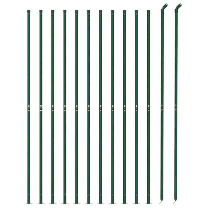 Clôture en mailles de chaîne - Clôture à mailles losangées avec bride - Vert - Acier galvanisé PVC - 1,8 x 25 m