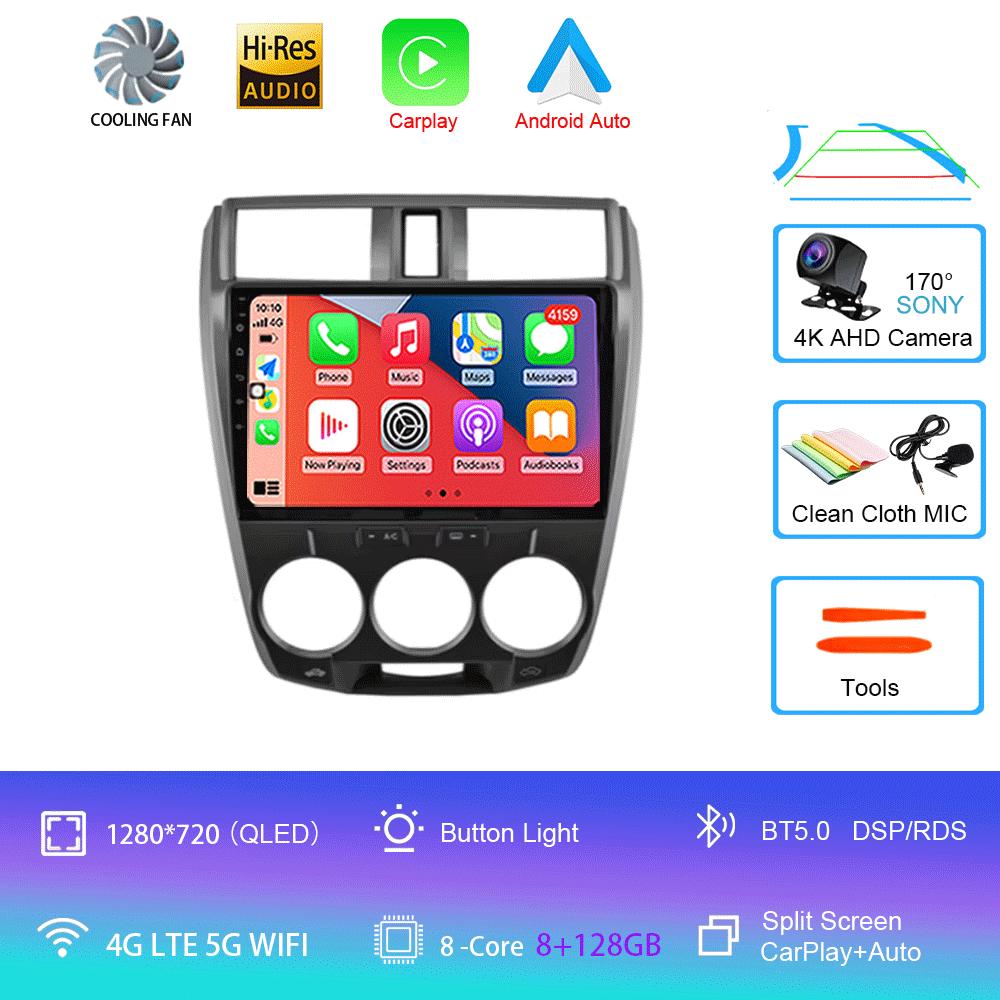 Android 14 Car Radio Carplay Auto GPS For Honda City 2008 2009 2010 - 2014 DSP Multimedia WIFI+4G Head Unit Video Stereo Player