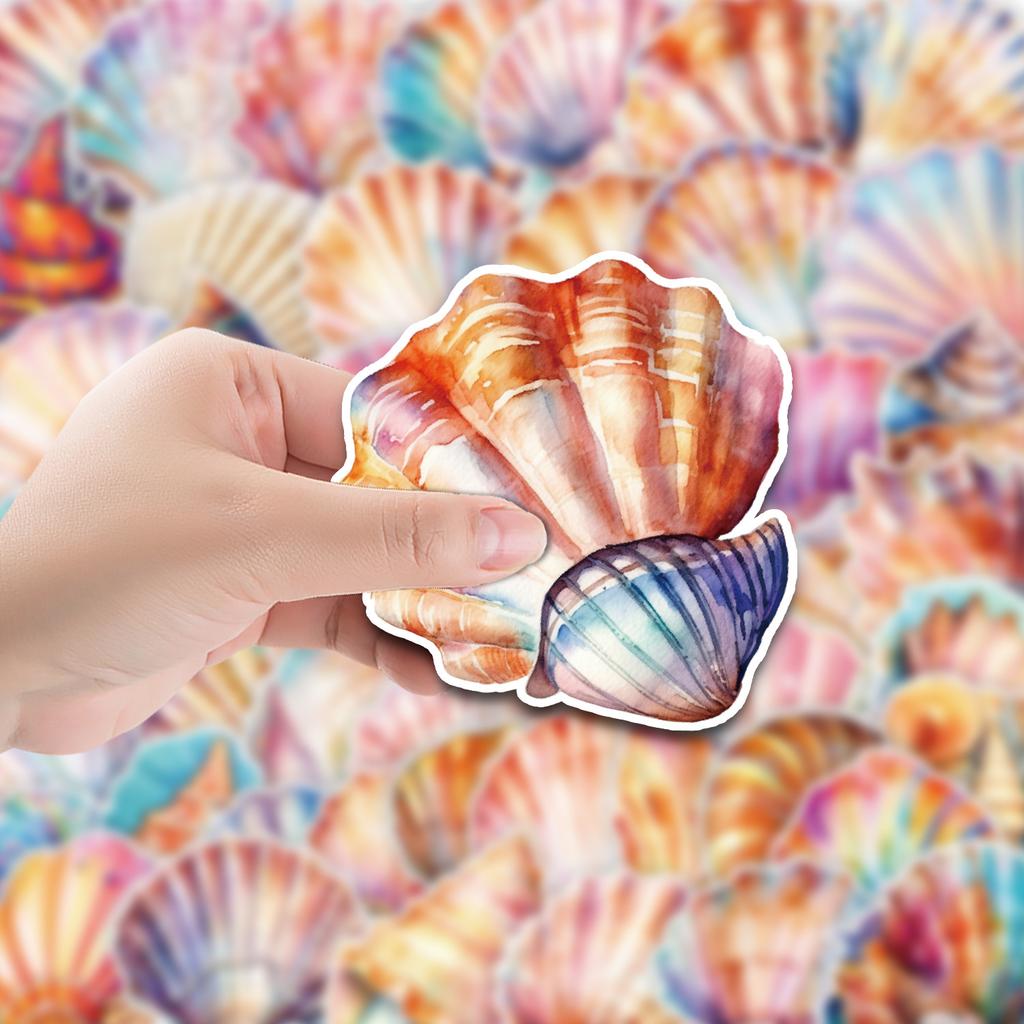 50 Colorful Seashell Graffiti Stickers Skateboard Luggage Mobile Phone Decorative Stickers Waterproof Children's Stationery Stickers