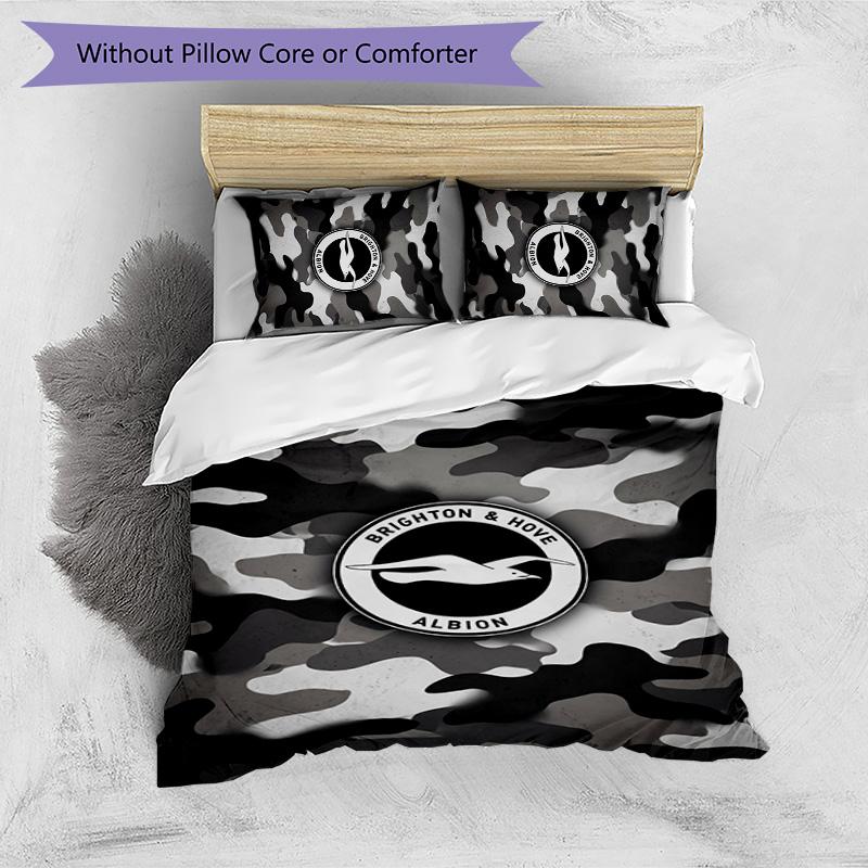 Brighton & Hove Albion Football Printed 3 Pieces Bedding Set, Comfortable Skin Friendly Bedroom Duvet Cover Set