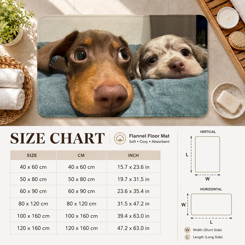 Kwaii Cute Dog Floor Mat Flannel Rug Non Slip Absorbent Soft Washable For Entryway Hallway Bathroom Kitchen Decor