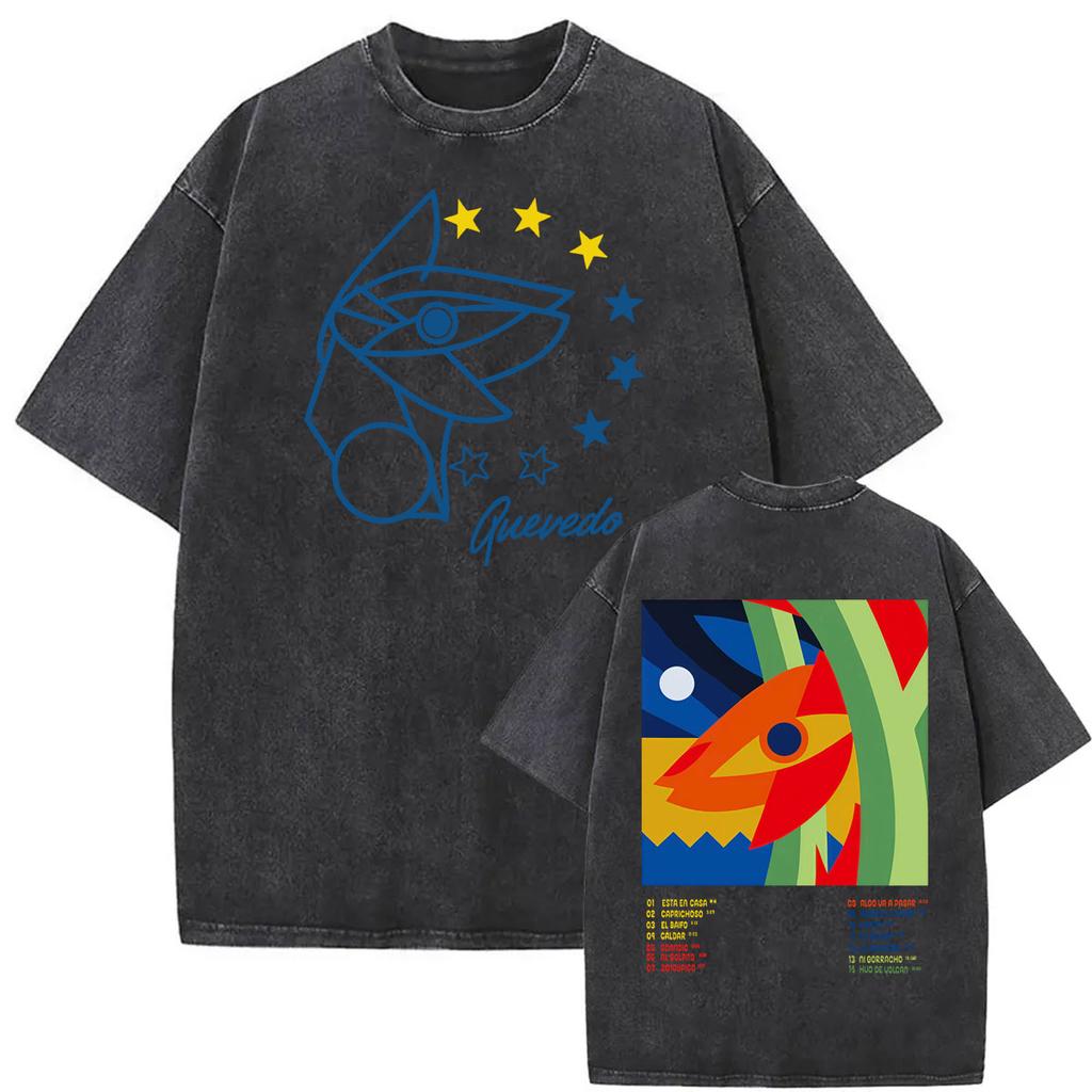 Rapper Quevedo EL BAIFO 2026 Album T-shirt Lavaggio Vintage Unisex Donna Harajuku Hip Hop Street T-shirt Top Estivi T-shirt Girocollo