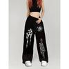 Womens High Street Hip Hop Loose Straight Leg Casual Pants