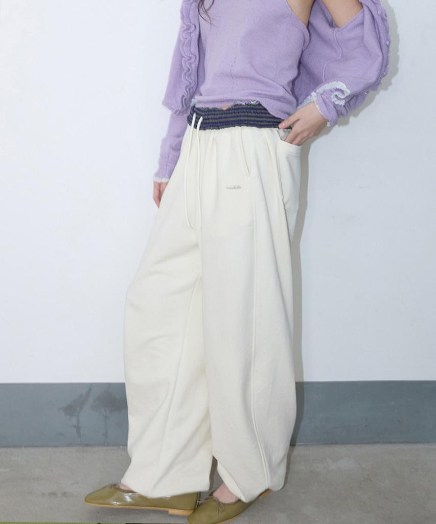 Michikoleondeonkosino Fold Waist Sweatpants Cream Ivory