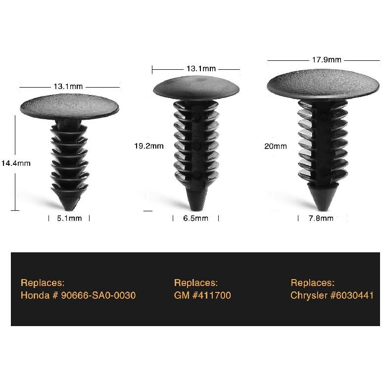 146PCS Nylon Bumper Shield Retainer & Double End Xmas Tree Retainers Clips