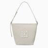 Bolsa Saco Tecida com Logo Monograma Estilo Urbano Média para Mulheres Branco Moonlight 4F3423G-4LX