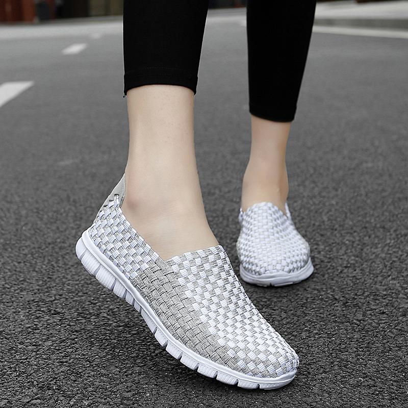 Summer Women Lightweight Slip On Sneakers Casual Plus Size Flats Moccasins Soft Beach Walking Sports Shoes
