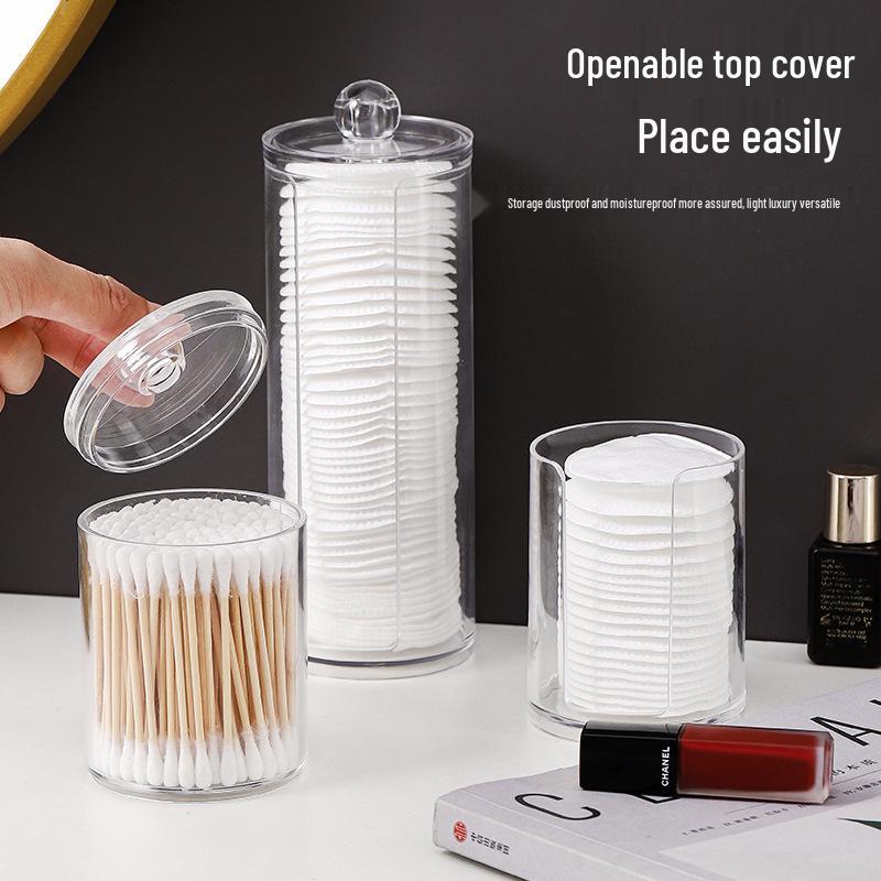 Dual-Layer Transparent Cotton Swab & Toothpick Storage Box