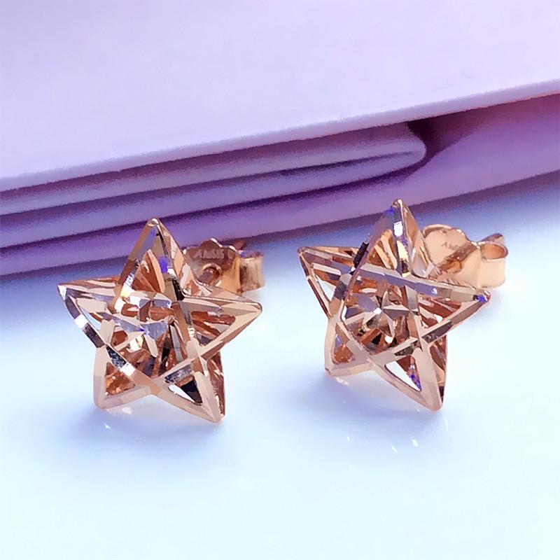 Purple Gold Hollow Five-Pointed Star Stud Earrings Women S Simple Temperament Color Gold Plated Rose Gold Stud Earrings